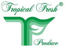 A green and white logo for tropical fresh produce.